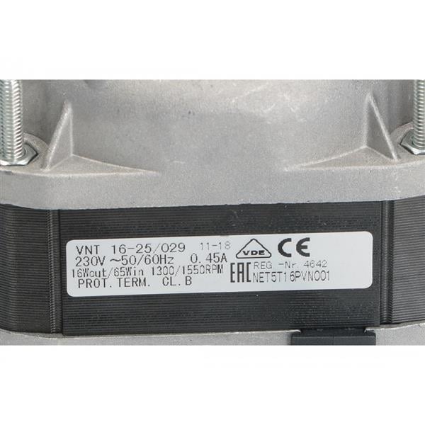 Lüftermotor ELCO VNT16-25/029, 16/65W, 1300/1500 U/Min, 230V 50/60Hz, Kabel 500 mm, 5 Befestigungsoptionen