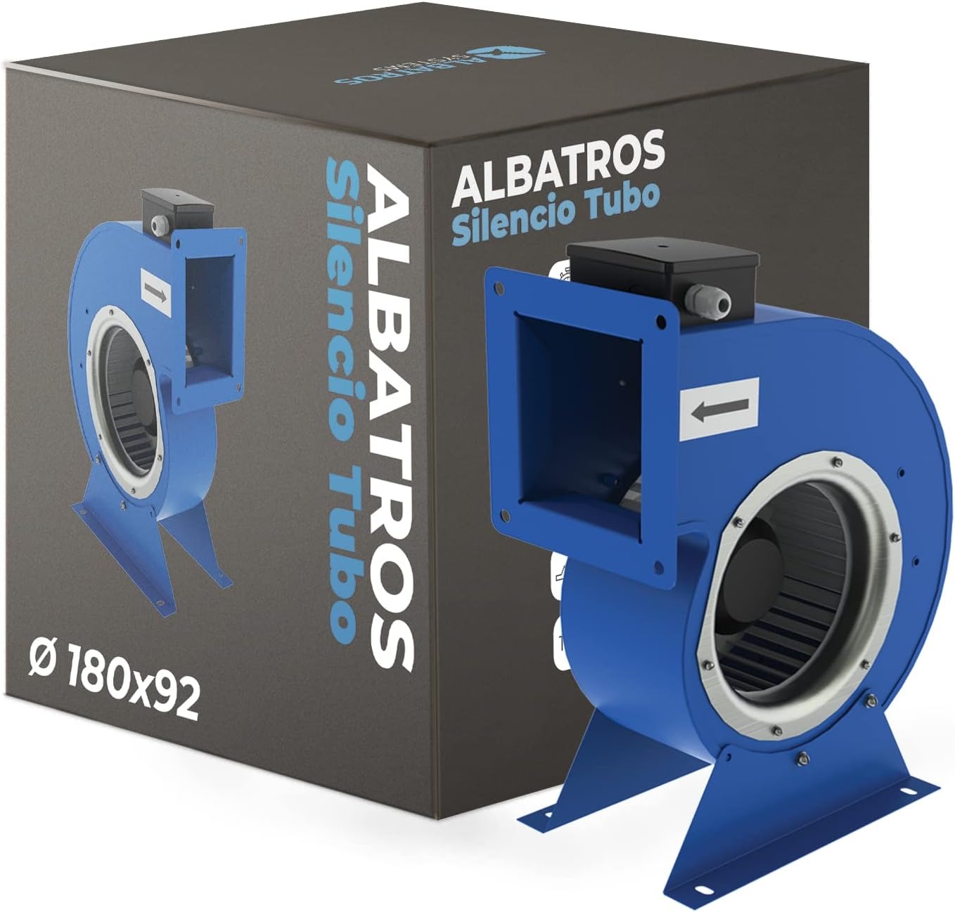 Axialventilator, Druckventilator, blauer Gehäus, Laufrad, Ø180x92
