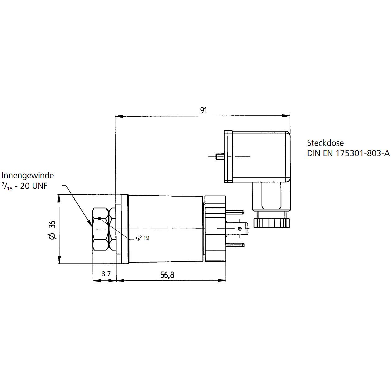 HUBA Drucksensor 506.930A23101 Druckwandler -0,5-7bar;4-20MA;1/4"SAE IG