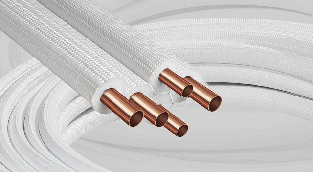 Kupferrohr Twin isoliert 1/4"-3/8" (6/10 mm), Stärke 1mm, 25 m Rolle