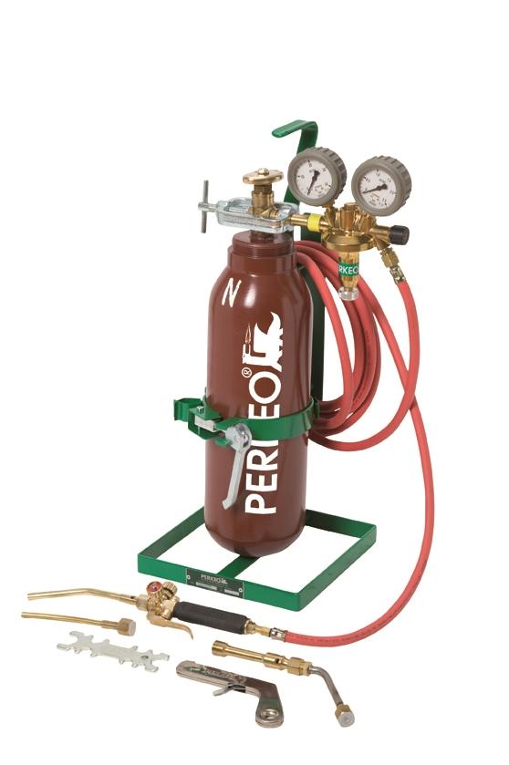 PERKEO TG16-A1 Acetylen-Montagegerät zum Hartlöten mit gefüllter Flasche und Zubehör, M10x1 LH
