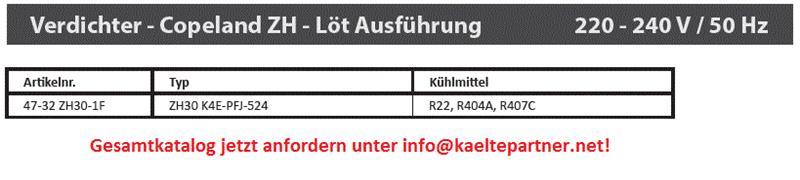 Verdichter / Kompressor Copeland Scroll ZH30-K4E-PFJ 524, R407C, R134A, 220-240V