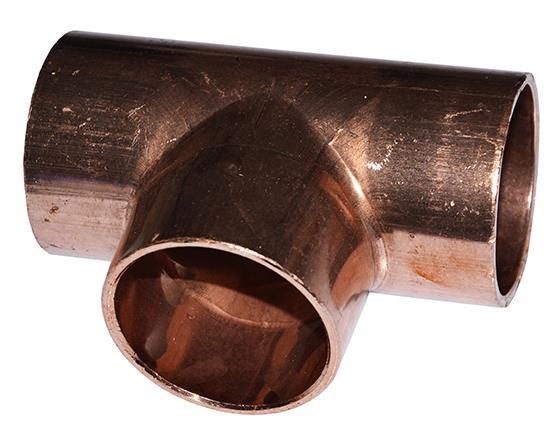 Cu T-Reduzierstück K65, Innen/Außen/Außen, 2 1/8" x 2 1/8" x 2 1/8", 54 x 54 x 54 mm