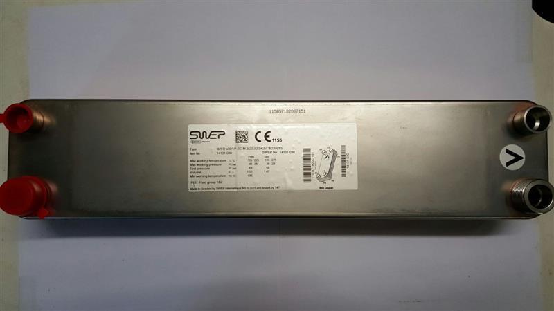 SWEP Plattenwärmetauscher, B25THx30/1P-SC-M, 2x22U + 2x22U(20)+2x1"&22U(20) Außengewinde