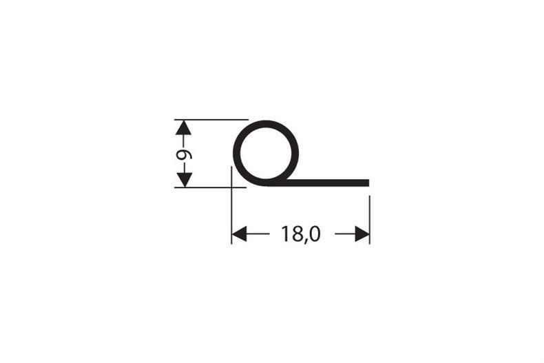 Flachprofil PVC grau 1 m (9x18)