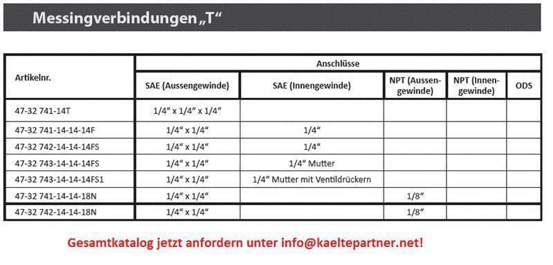 T-Stück für Kältemittelleitung 1/4"
