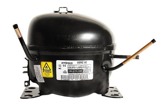 Drehzahlgeregelter Verdichter Aspera Embraco VEMZ9C ohne E-Satz, LBP - R600a, 230 V, 53/150Hz, 3PH