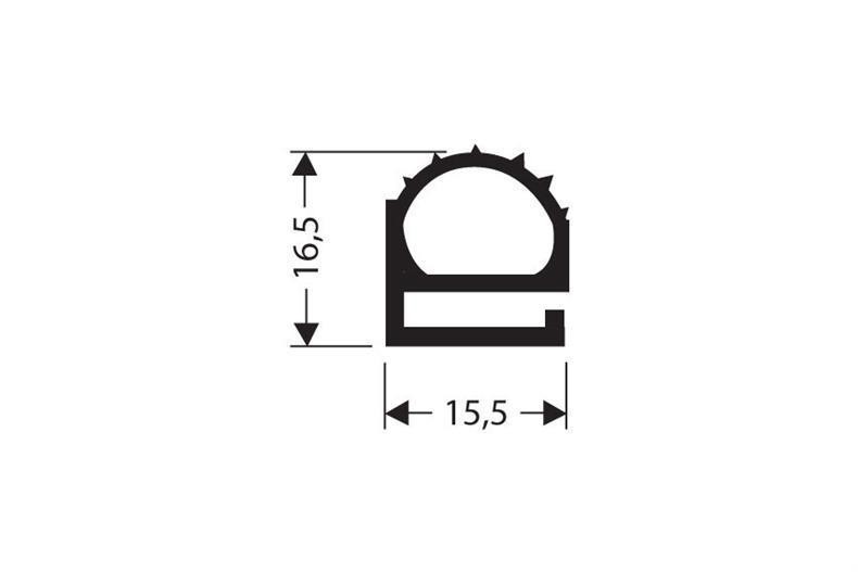 Flachprofil PVC grau 1m (16,5x15,5)