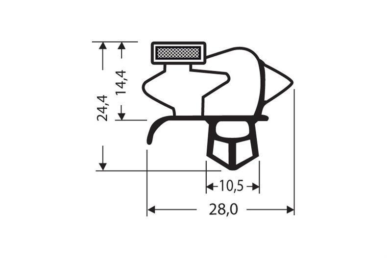Eindrückprofil PVC weiß L = 2,55 m mit Magnet C79