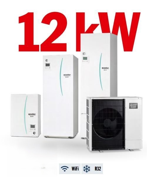 Luft/Wasser-Wärmepumpe Set 12 kW Mitsubishi Zubadan PUD-SHWM120YAA + Hydromodul EHSD-YM9D + WiFi Adapter