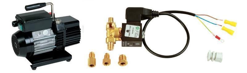 KIT WIGAM RS3DE/V: Vakuumpumpe zweistufig WIGAM RS3D, Set mit Magnetventil und Kabel Anschluss 1/4-3/8-5/16SAE M WIGAM K-EVC + Montageanleitung