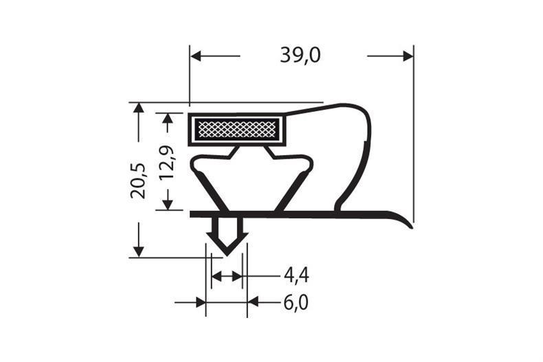 Eindrückprofil PVC schwarz L = 2,65 m mit Magnet M18