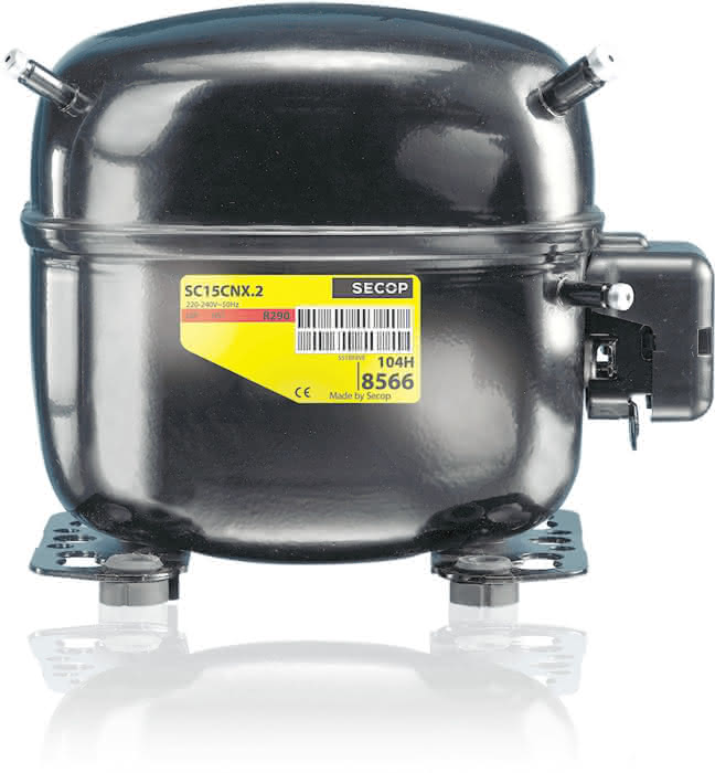 Verdichter Secop vollhermetisch SC21G Half Twin, R134a/R513A, 220V/50Hz