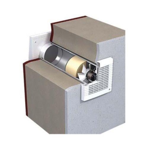 Lüftungsanlage KWL (kontrollierte Wohnraumlüftung) DuoVent Standard RA-50 mit Ø150 mm Rundrohr und Verschlussklappen, mit Steuerung, max. Förderleistung 50 m3/h