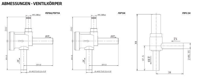 Magnetventil Sanhua NC, kv 0.80, Löt 1/4", FDF2A94, ohne Spule