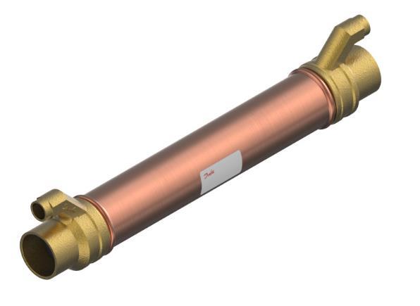 Koaxial-Wärmetauscher DANFOSS HE 8.0, 015D0009, 42 mm / 16 mm ODF