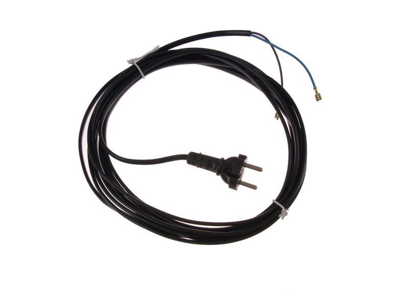 Langes Zulieferkabel, flexibel, L = 6,30 m, 2x 0,75 mm2, schwarz, flacher Stecker
