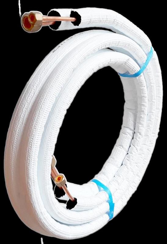 isoliertes Kupferrohr - 3m Kit, Rohrdurchmesser - 1/4 und 3/8, mit vorbereiteten Anschlüssen für die Installation von Klimaanlagen
