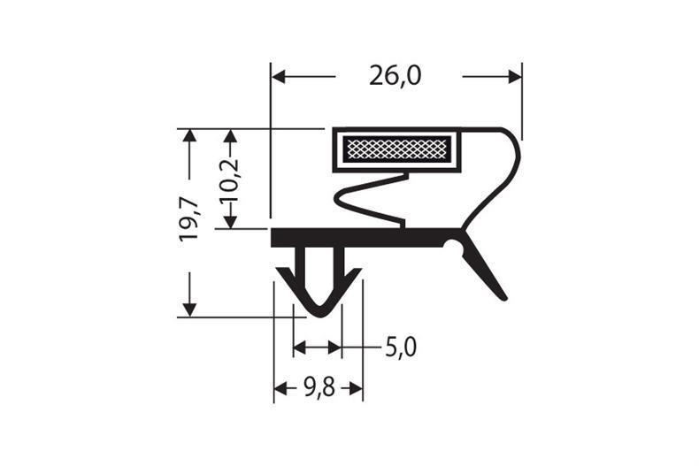 Eindrückprofil PVC schwarz L = 2,55 m mit Magnet C71