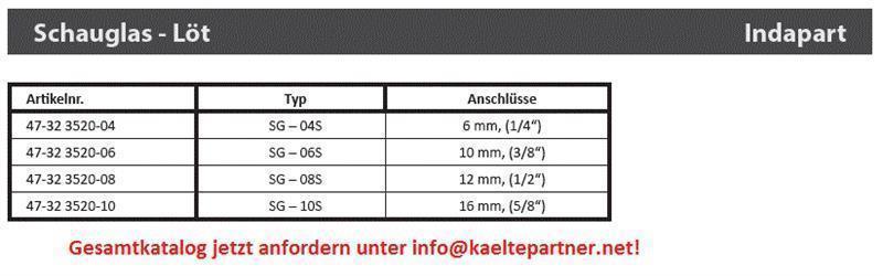 Schauglas Universal 08S, 1/2 x 1/2" ODS, Lötanschlüsse