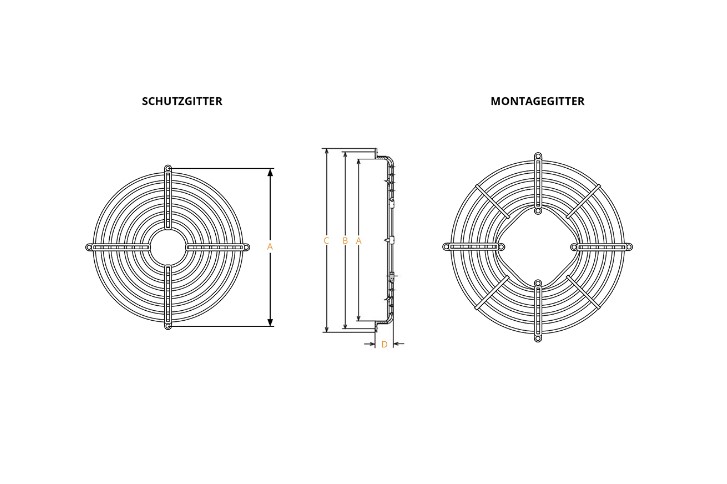 Glems Schutzgitter MG200 Montagegitter Standardmotoren bis Ø 200