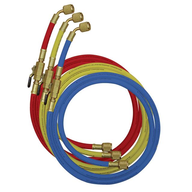 Füllschläuche Set 3-180cm Standard 1/4" mit man. Absperrventil