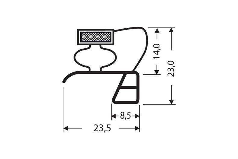 Eindrückprofil PVC grau L = 2,55 m mit Magnet M25