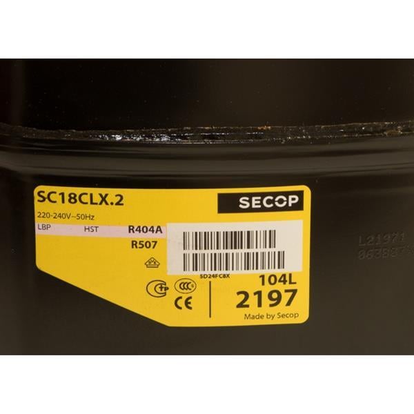 Verdichter SECOP / Danfoss SC18CLX.2, LBP - R404a/R507, 220-240V
