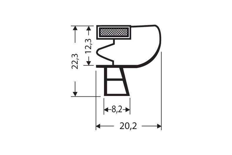 Eindrückprofil PVC grau L = 2,55 m mit Magnet M25