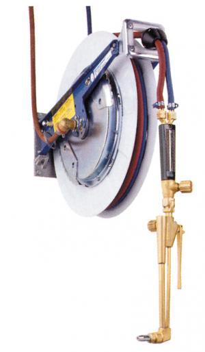 PERKEO Schlauchaufroller für Acetylen-Sauerstoff mit Zwillingsschlauch (EN 559/ISO3821), MD - 20 bar, Ø 6/9, L=15m