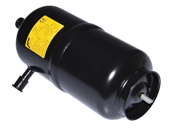 Flüssigkeitssammler, 45 BAR, 2,4 l, Eingang 12 mm ODS, Ausgang 12 mm, M8,