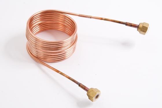 Druckausgleichsleitung / Kapillarrohr mit Überwurfmutter 1/4" SAE, L = 3,0 m x 2,5 mm, mit Ventildrücker