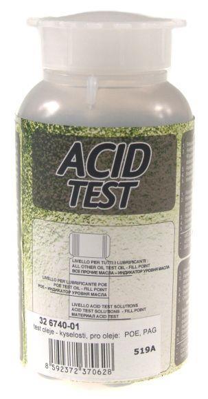 acid test, oil tester, lubricant, green bottle, white cap
