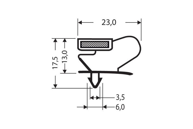 Eindrückprofil PVC grau L = 2,55 m mit Magnet M18