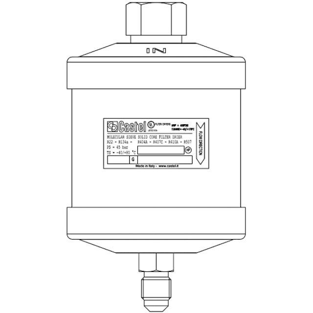 Castel Filtertrockner DF308/2F, 1/4" SAE/6mm Bördel, 45bar
