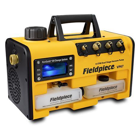 Vakuumpumpe mit RunQuick™- Ölwechselsystem 6CFM VP67EU FIELDPIECE 170 l/min Durchflussrate A2L Zulassung