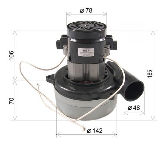 Staubsaugermotor, universell, 1200 W/230 V, JACUZZI, tangenciální, H=185 mm