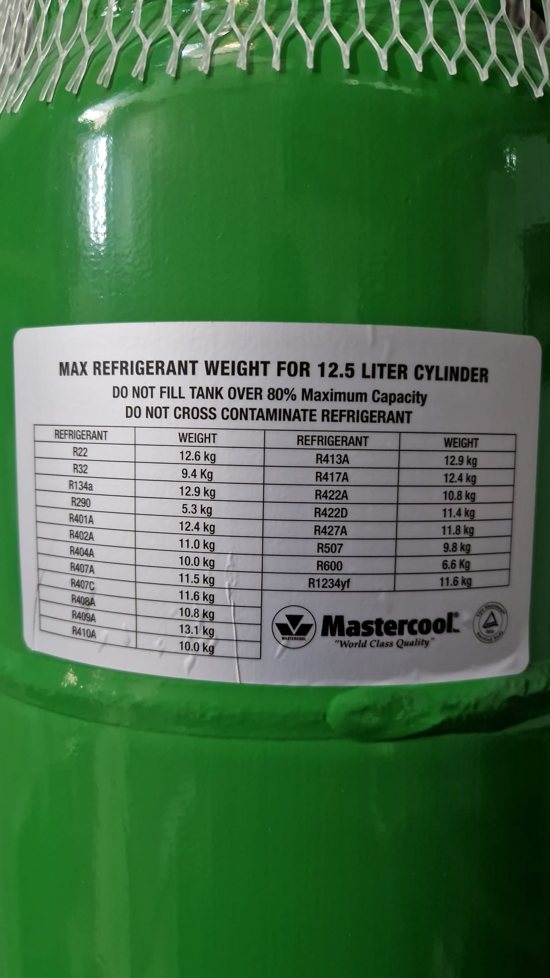 Kältemittelflasche / Leerflasche / Recyclingflasche 12,5 L grün - 1/4" Doppelventil