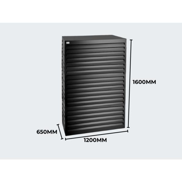 Evolar Klima- & Wärmepumpengehäuse Schwarz Aluminium Tower, 1600x1200x650 MM
