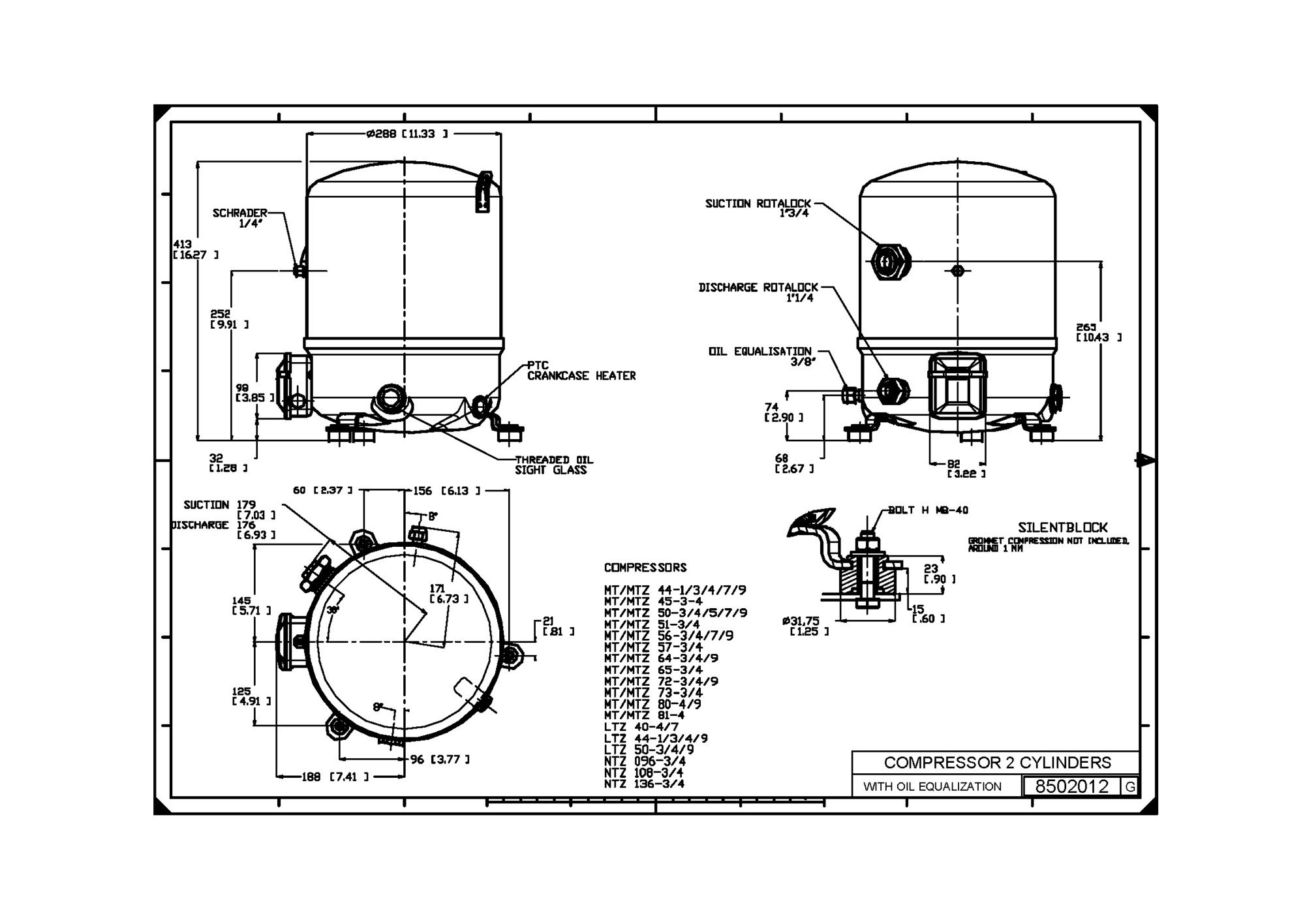Verdichter Danfoss MTZ72 HN4AVE, MBP, R134a/R404A/R507/R407C, 380V