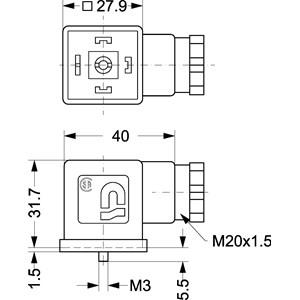 Gerätesteckdose Danfoss - für Spule 018F, 018Z, 042N Typ B