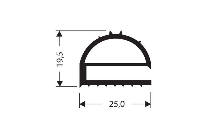 Flachprofil PVC grau 1 m (19,5x25)