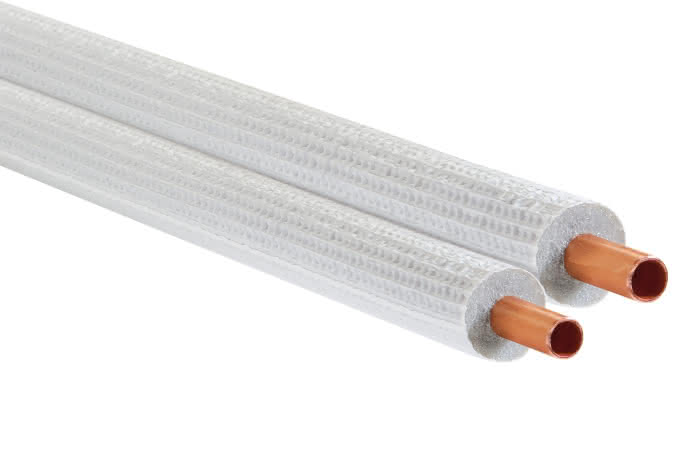 Kupferrohr Twin isoliert 6 / 12mm, Stärke 1 mm, 25m/Rolle