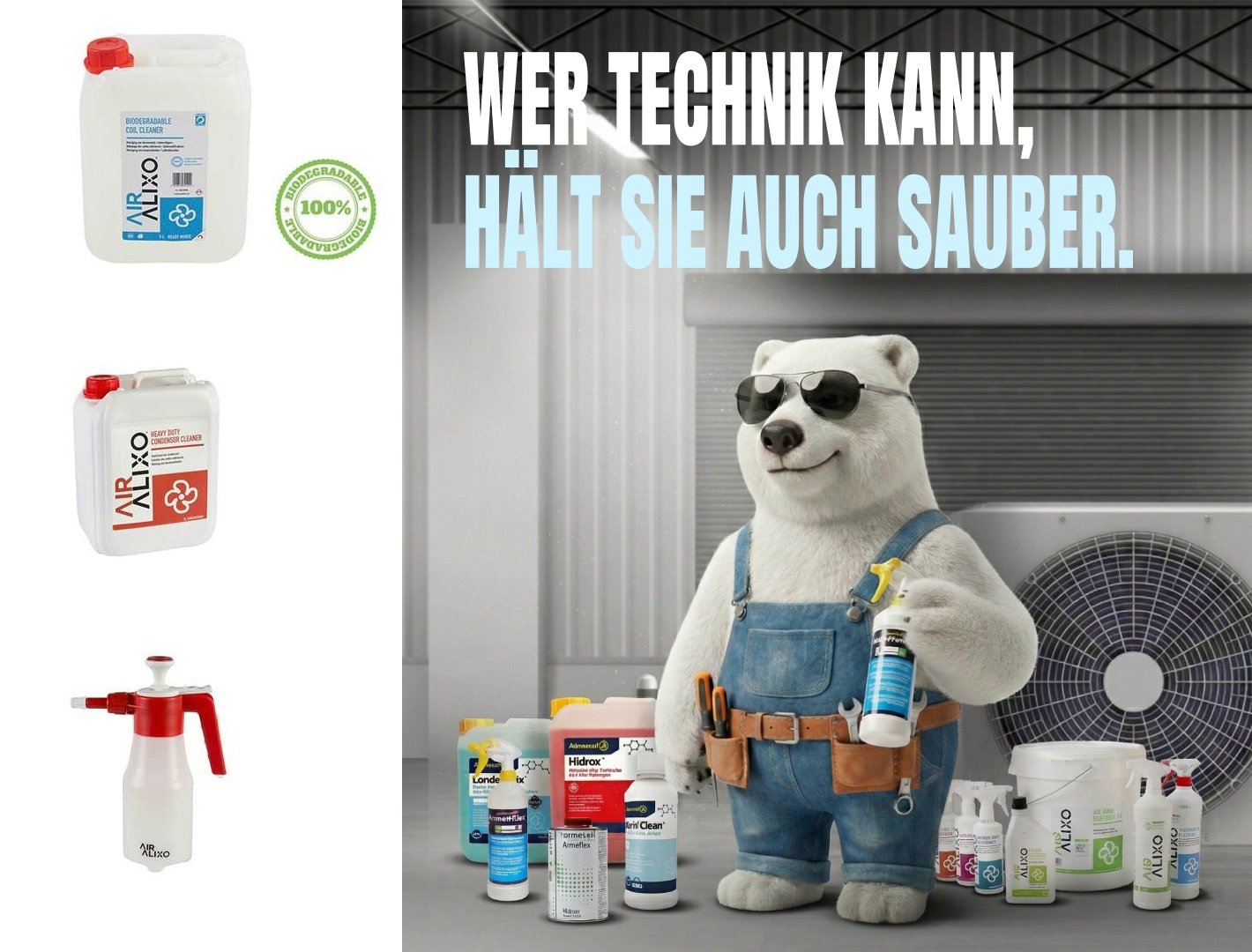 Reinigungs-Set Alixo für Kälte- und Klimaanlagen - industrielle Anlagen (große Systeme)