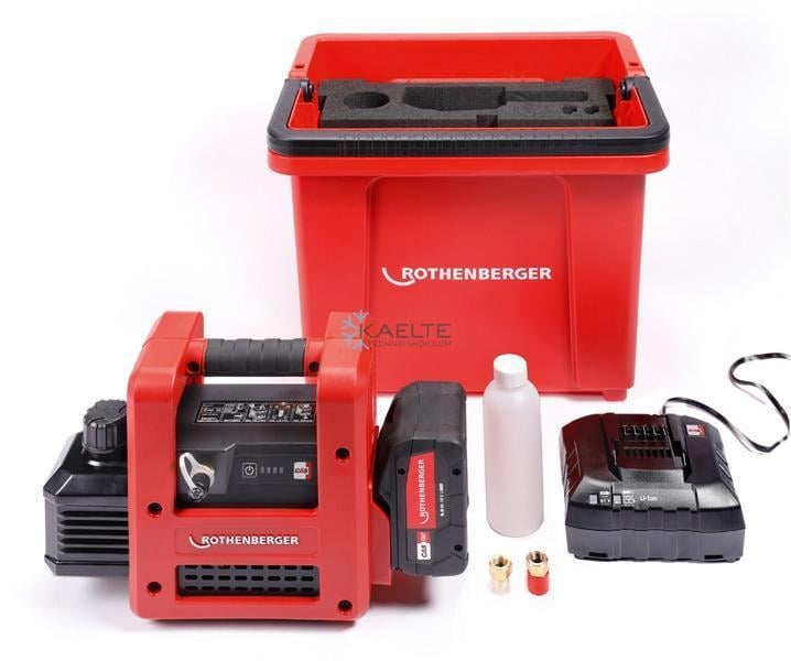 2-stufige Vakuumpumpe 142 l / min, ROAIRVAC R32 2.0 CL Set mit 8 Ah Akku und Ladegerät, Rothenberger 1000003233