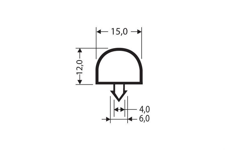 Eindrückprofil PVC schwarz L = 2,55 m