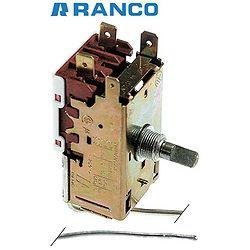 THERMOSTAT RANCO K50-P1115, 2 Kontakte 6A 250V, Kapillarrohr 2000 mm, kalt +1,5°C, warm +11°C, halbmondförmige Achse ø 6x4,6 mm