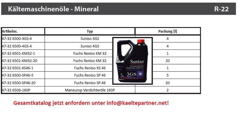 Kältemaschinenöl, Suniso 3GS (Mineral, 4 L), ISO 32