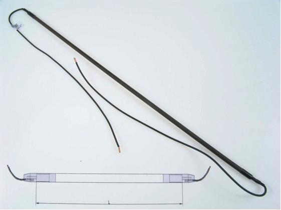 Heizkörper für Verdampfer, 350 W, 230 V, d = 8,5 mm, L=950/1010 mm