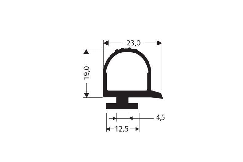 Gummidichtung schwarz 1m (23x19)